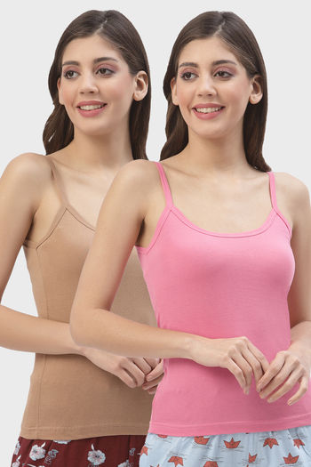 Buy Floret Cotton Camisole (Pack of 2) - Nude Pink